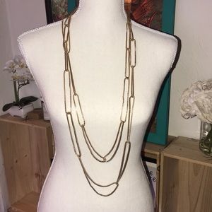 Long layered gold necklace